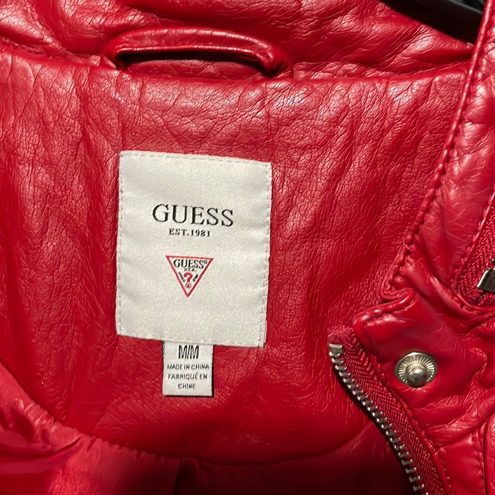 Red Faux Leather jacket size 10-New
